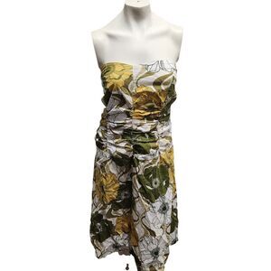 Torrid Strapless A Line Dress Womens SZ 22 Ruched Floral Hippie Boho Retro Bold